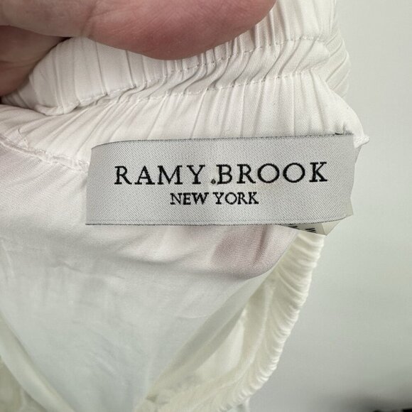 RAMY BROOK nico dress off the shoulder mini bell sleeve hippie boho white M - Picture 12 of 13